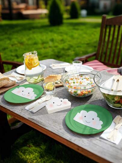 20/40张云朵形状的餐巾纸，带有可爱的笑脸图案，适合婴儿派对、儿童生日派对装饰。