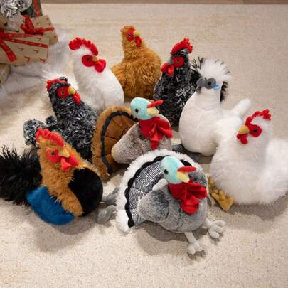 1 pieza Muñeco de peluche realista y lindo de gallo, gallina y pollito, muñeco Guguji viral, muñeco para niños, regalo de pareja/cumpleaños/conmemoración, decoración del hogar, colección de estudiante/mejor amigo, muñeco de peluche de animal de granja curativo, regalo para novio/novia/niños, regalo del Día de la Madre/Pascua