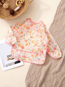 1pc Waterproof Baby Bib, Infant Toddler Feeding Apron With Large Pocket, Polyester One-Piece Smock Suitable For 6-36 Months, For Feeding And Painting - Multicolor - View 18