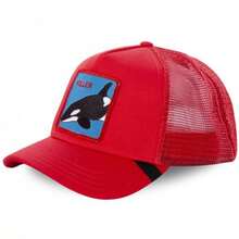 Animal Trucker Hats Leather Pattern Adjustable Snapback Mesh Animal Baseball Cap For Men - 紅色 - 查看 1