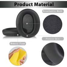 Protein Leather Memory Foam Ear Pads For WH-CH700N, WH-CH710N, WH-CH720N Over-Ear Headphones, Soft High-Density Replacement Ear Cushions - Black - View 5