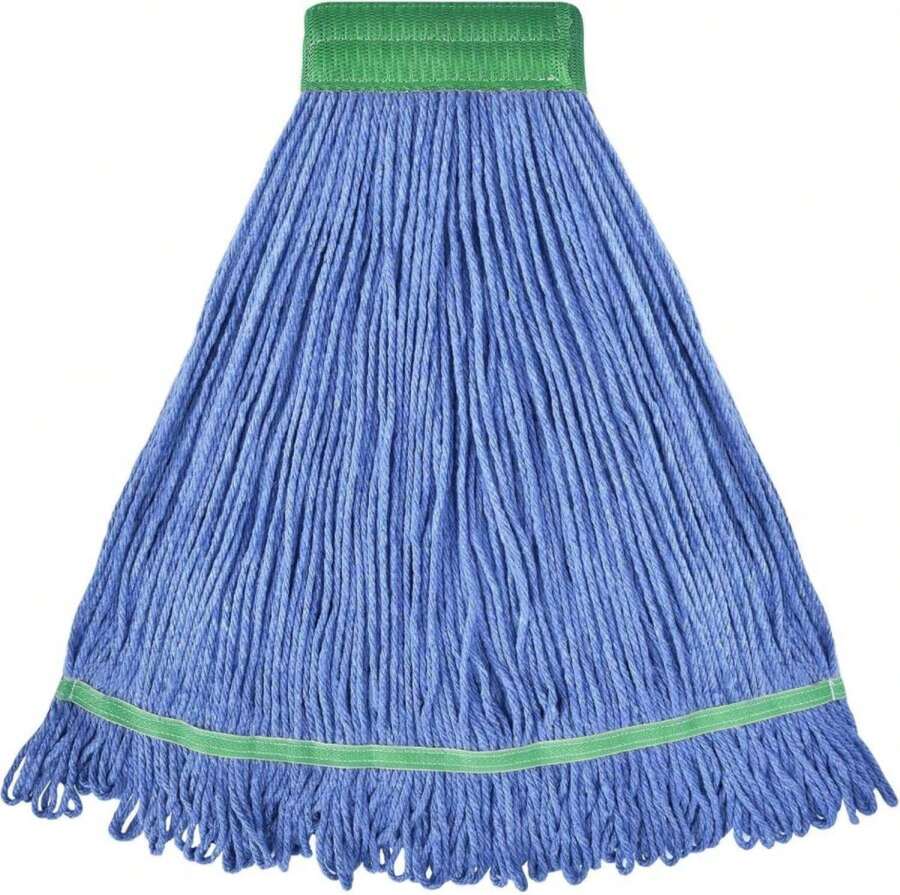 Onesimus 24 Oz Heavy Duty Mop Head Replacement, 5 Inch Headband For Quick Change Handle, Blue Loop-End Cotton Blend String Wet Dry Floor Mop Refill Commercial Cleaning Supplies, 1 Pack Large - ColorA - 查看 1
