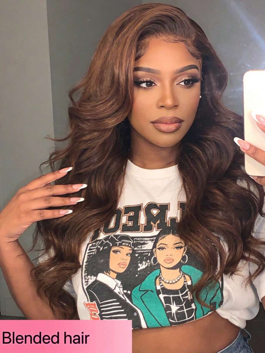 180 Density Wavy Texture Human Hair Full Lace Front Wig, Includes Baby Hair, 13x4 High Definition Transparent Lace Water Wave Human Hair Wig, Dense & Thick Brazilian Lace Glueless Human Hair Wig, 26 Inch Brown For Women - Brown - View 1