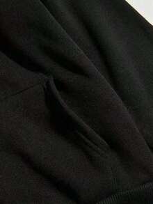 1pc Men'S Funny Best Compliment When Told I Look Like My Dad Graphic Hooded Sweatshirt - Black Polyester Pullover With White Text, Casual Streetwear Hoodie For Halloween, Christmas Gifts & Casual ,Fall Hoodies,Men's Fall Clothes,Street Wear,Halloween,Mens Hoodies,Y2k Clothes,Jesus Hoodie,Thanksgiving Day,Nightmare Before Christmas,ChristmasWarm And Comfortable - Black - View 4