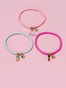 Bộ 3 món đồ chơi trẻ em dễ thương làm thủ công gồm vòng cổ, son môi và mặt dây chuyền hình giày pha lê, thích hợp để đeo hàng ngày, làm quà tặng hoặc dự lễ hội. - Nhiều màu - Xem 3