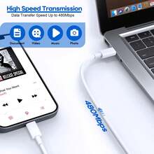 1/2 piezas Cable de datos y carga rápida de Tipo-C de 6.6ft/200cm, cable de transferencia de datos y carga de alta eficiencia compatible con iPhone 17 Pro Max/17 Pro/17 Plus/17/16/15/14/13/12/11, S26/S25/S24/S23/S22/S21 y otros teléfonos inteligentes y computadoras - Blanco - Ver 3