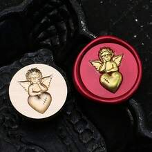 Con dấu sáp dập nổi hình thiên thần và quạ, làm từ đồng nguyên chất - Hoàn hảo cho thư tình, thiệp mời, thiệp chúc mừng, nhật ký, album ảnh, đồ thủ công tự làm. - vàng - Xem 8