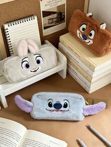 Disney Plush Pencil Case Set — Officially Licensed Adorable Cartoon Character Pen Pouch Crafted from Soft Plush Fabric, Large-Capacity Zippered Pencil Bag Featuring Stitch, Judy & Nick, Versatile Station Organizer for School, Office, - 多款 - 查看 3