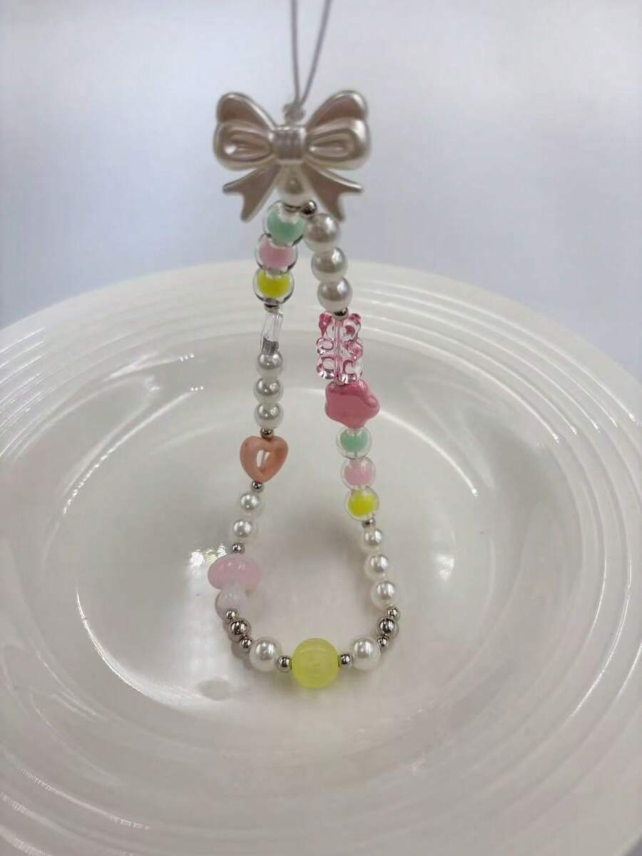 Ins Cute Butterfly Bear Diy Beaded Mobile Phone Chain Mobile Phone Case Anti-Lost Mobile Phone Lanyard Chain - View 1