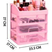 Estante organizador de cosméticos de cuatro niveles, caja organizadora de escritorio - rosa - Ver 4
