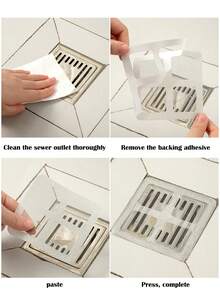 10pcs/50pcs Anti Mosquito Floor Drain Stickers, Self-Adhesive Hook And Loop, Sewer Sink Filter Stickers, Bathroom Hair Collectors, Easy To Install, Drainage Filter Stickers, Disposable, Suitable For Bathroom And Kitchen Sinks - A - View 8