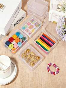 Transparent Plastic Storage Box - Jewelry Organizer Box, Portable Clear Box Suitable For Earrings, Rings And Earphones; Also Suitable For Hardware Accessories And Cosmetics - Multicolor - View 3