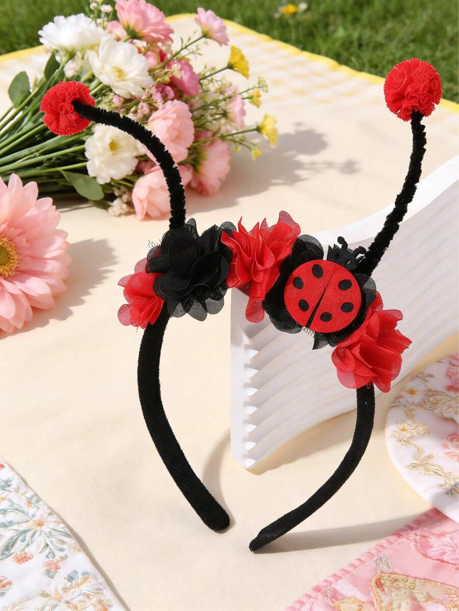 1 chiếc băng đô hình bọ rùa hoạt hình dễ thương, phù hợp cho bé gái, băng đô râu ong, băng đô hoa lưới, băng đô đính kim sa lấp lánh, phụ kiện chụp ảnh đáng yêu, quà tặng ngày lễ, phụ kiện tóc cho tuổi teen. - Nhiều màu - Xem 1