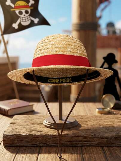TOEI ANIMATION 1Pc One Piece Officially Licensed Straw Hat Cartoon Cosplay Sun Cap Breathable Wide Brim Summer Beach Hat Outdoor Travel Sun Protection Hat For Fans Gift