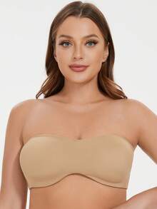 MELENECA Women Strapless Minimizer Wireless Bralette - Beige - View 4