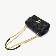 Cross-Border Fashion Rhombus Chain Shoulder Bag, Black Lockable Crossbody Bag - Black - View 8