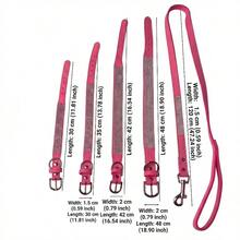 Pink Rhinestone Studded Luxury Style Pet Collar And Leash Set, XS-L - Pink - View 2