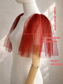 1 par de chales de gasa con lentejuelas en rojo vino/azul/morado, cubierta de hombros de moda para boda, fiesta, baile de graduación, con imperdible desmontable, chal de hombros para novia y dama de honor, para verano y playa - Multicolor - Ver 5