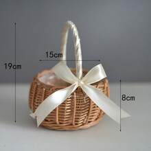 1pc Woven Wedding Flower Basket, - Features A Removable Liner And Serves Multiple Purposes For Storing Flower Petals. Available In Pastel Blue, White, And Grey, It'S Perfect For Home Use, Weddings, Photo Props, And Garden Storage - Basket - View 15