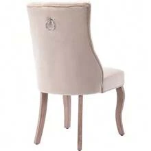 Chaise à 4 pieds, chaise de salle à manger en velours beige, dossier haut, capitonnage à boutons, structure en bois massif, (lot de 2) - Beige - Voir 11
