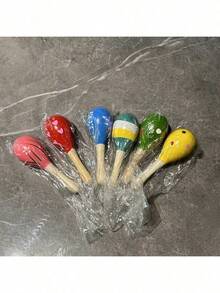 1/2/3/4/5/8PCS Wood Maracas ,Wooden Festival Maracas Toys Random Pattern - Multicolor - View 5