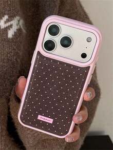 Y2K Retro Polka Dot Pink Leather Phone Case Compatible With  17 Promax Phone Case Suitable For  16 Promax 17 Pro 16 17 15 14 13 Pro Max And  17 Air.The Appearance Is Beautiful And Simple, And The Back Cover Is Soft, Shockproof, Waterproof, Drop Proof, And Scratch Proof - Pink and Brown Stars - View 3