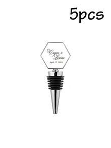 1/2pcs Personalized Text Wedding Wine Stopper, Metal Silicone Wine Bottle Stopper, Custom Photo And Date, Engraved Wedding Favors For Anniversary Birthday Graduation Housewarming Keepsake - Style a - View 17
