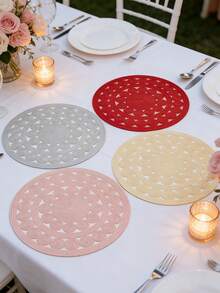 1/4/6pcs Faux Rope PVC Gold Foil Placemats, Hotel Restaurant Decor Heat Insulation Non-Slip Tablemats, Suitable For Wedding Party, Christmas, Valentine's Day, Holiday Celebration, Picnic, Birthday Banquet Table Decoration - Multicolor - View 1