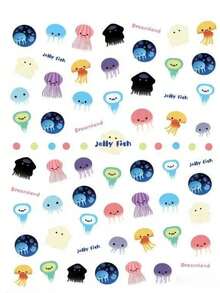 1 miếng dán móng tay hình sứa dễ thương, nhiều màu sắc, dập nổi 5D, bán trong suốt, tự dính, trang trí móng tay chủ đề sinh vật dưới nước, lý tưởng cho phụ nữ và bé gái. Miếng dán móng tay trang trí theo phong cách sinh vật biển dễ thương (kawaii). - Nhiều màu - Xem 4