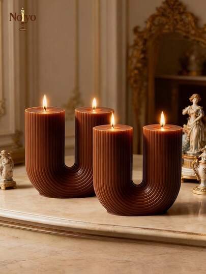 几何U型香薰蜡烛硅胶模具创意U型烛台蜡烛滴管膨胀石模具