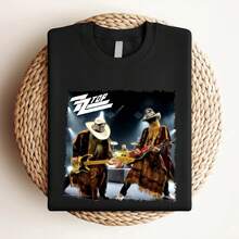 T-shirt femme imprimé classique ZZ Top, T-shirt homme taille régulière en coton, Billy Gibbons Eliminator, manches longues ou courtes - Noir - Voir 3