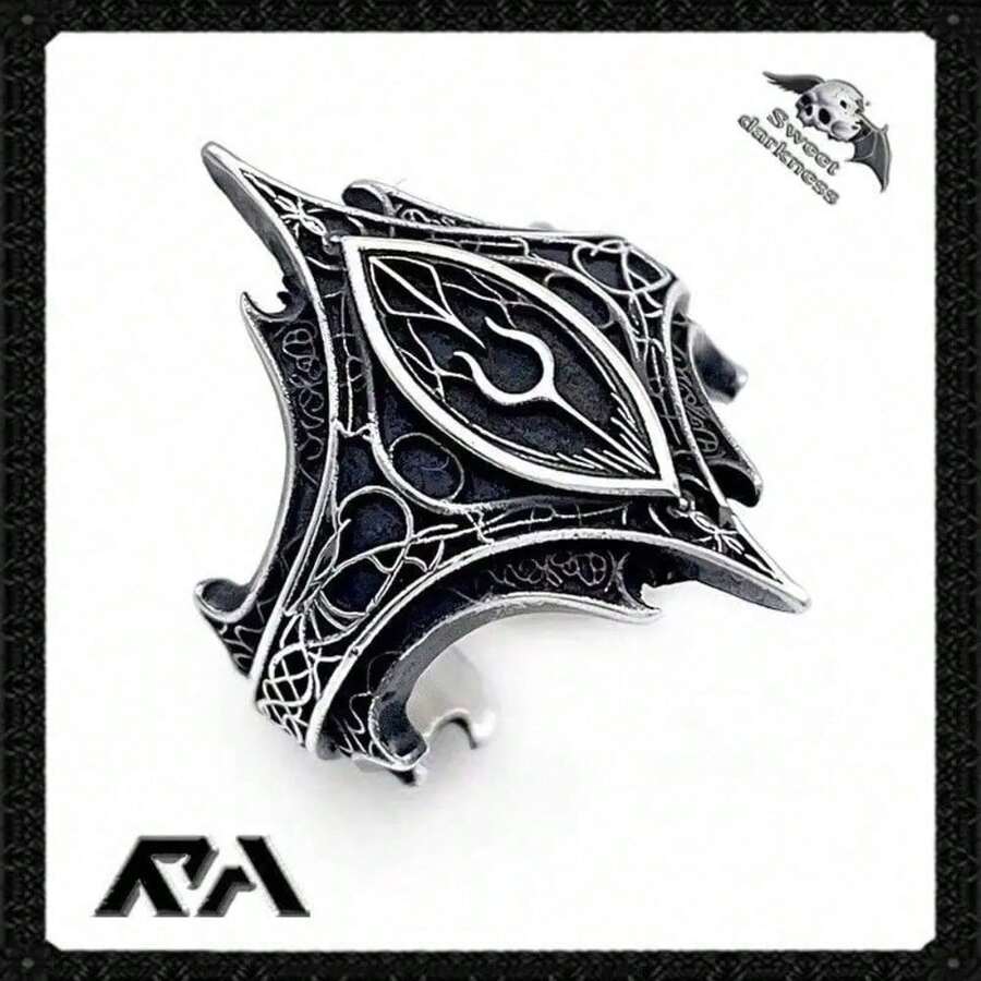1pcs Vintage Creative Holiday Gifts Personalized Jewelry Dark Classical Gothic Open Ring - Black-1pcs - View 1
