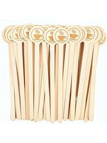 10 piezas de agitadores de café de madera natural - con diseño de cabeza redonda, desechables para café, cócteles, leche con té, chocolate caliente y diversas bebidas - Múltiples estilos - Ver 1