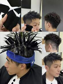 30pcs/60pcs Men's Cold Wave Perm Sticker, Morgan Perm Alternative, Cold Wave Perm Sticker, Damaged Hair Frizzy Perm Sticker - Black - View 5