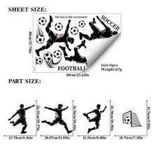 1 pieza Pegatina de pared con silueta de jugador de fútbol, diseño de jugador de fútbol pasando y disparando, papel tapiz autoadhesivo y removible, adecuado para decoración de sala de estar, dormitorio, armario, para la Copa de Fútbol 2026 - fútbol americano - Ver 11