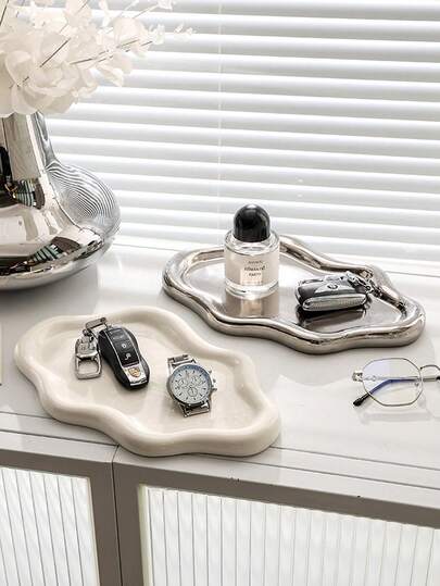 1PC Large Jewelry Tray - Elegant Cloud Hexagonal Design, Ample Space For Storing Necklaces, Earrings, And Watches - Durable Plastic Jewelry Box - Suitable For Dressing Tables, Bathrooms, Bedrooms - Ideal Gift For Both Men And Women, With Modern Aesthetic Style, Smooth Surface, Lightweight Storage, Ring Holder, Fashionable Home Decoration, Ear Ring Storage, Home Accessories