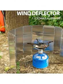 1pc Silver, 10pcs/Set Foldable Windshield, Aluminum Alloy Material , Essential Accessory For Hiking, Picnic, Camping Outdoor Cooking - View 7