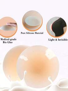 2片装不粘性乳贴，可重复使用硅胶材质，不显露乳沟，隐形胸贴，无痕无痕，超薄隐形胸罩贴，生物粘合硅胶材质，可重复使用，防汗，适合夏季旅行 - 彩色 - 查看 7