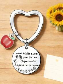 Personalized Teacher Keychain, Ideal Gift For Teachers, Graduation, Birthday, Christmas, Casual, Party, Street, Cute, Elegant Zinc Alloy Teacher's Day Gift - Silver - View 6