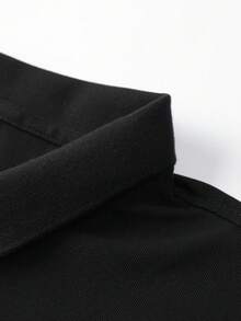 1件夏季柔軟舒適透氣防皺防起球商務休閒運動純色 Polo 衫 T-shirt - 黑色 - 查看 5