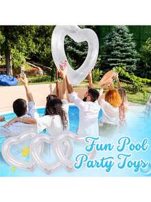 Shiny Transparent Heart-Shaped Inflatable Pool Suitable For Singles Party, Inflatable Swimming Ring Suitable For Brides, With Water Ring, Shiny Leisure Chair And Swimming Tube. Suitable For Engagement, Wedding, Summer Beach Party, Spring And Summer, Beach And Swimming Pool Use. - 多種顏色 - 查看 7