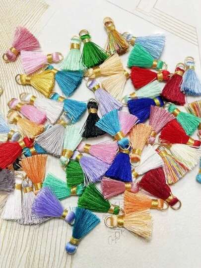 20 Pcs Random Multi-Color Mixed DIY Metal Ring Tassel Pendant Earrings Bracelet Bag Accessories