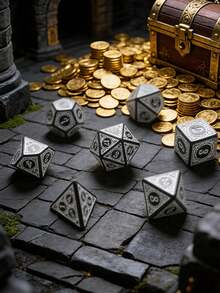 七面多面骰子套装，角色扮演游戏配件，多面骰子，棋盘游戏，数学游戏骰子，简约现代风格骰子，团队游戏道具，充满理性智慧的骰子，游戏室和后院骰子游戏 - 黑與白 - 查看 5