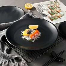 Set Juego Platos Melamina Gruesa Negro Moderna 6pzas - Negro - Ver 7