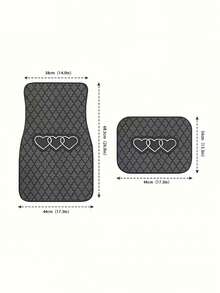 4pcs Geometric Heart Pattern Car Floor Mats - Black And Gray 2D Design Heavy Duty Polyester Carpet - All Season Durable And Easy To Clean Car Liners - Fashion Interior Gift Set For Sedan, SUV, Truck - A - View 5