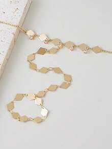 1 chiếc vòng tay dây mảnh hình học tối giản đính đá Cubic Zirconia, phụ kiện thanh lịch dành cho nữ giới đeo hàng ngày, hẹn hò, dự tiệc, trang sức thời trang. - Vàng - Xem 2