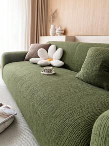 1pc Classic Elastic Fitted Sofa Cover With T-Shaped Pillow Design, Machine Washable Polyester Slipcover With Antibacterial And Soft Properties, Suitable For Single/Loveseat/3-Seater/4-Seater Sofa, Holiday Decor - Green - View 7