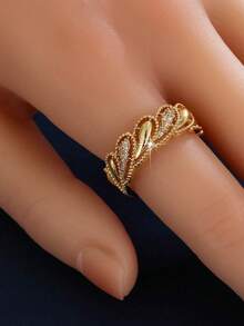 1枚女士戒指，奢华小众超闪亮立方氧化锆高端设计开口戒指，百搭高端质感指环，适合女士日常佩戴 - 開口戒指 - 查看 3