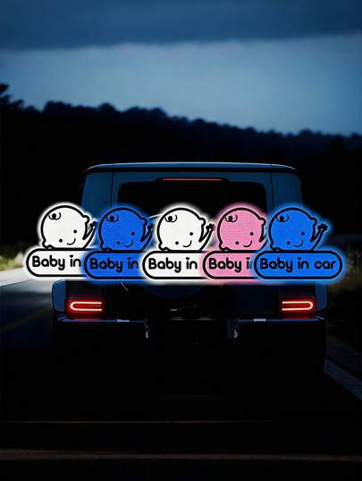 1pc Reflective Baby On Board Car Sticker, High Visibility Baby In Car Warning Decal For Automotive, Truck, Window, Bumper