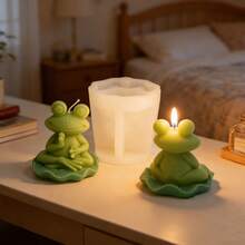 1件装动物青蛙硅胶蜡烛模具，荷叶青蛙模具，3D坐姿青蛙树脂石膏模具，青蛙装饰品石膏/混凝土模具-树脂青蛙模具-树脂工艺品 - Frog - 查看 10